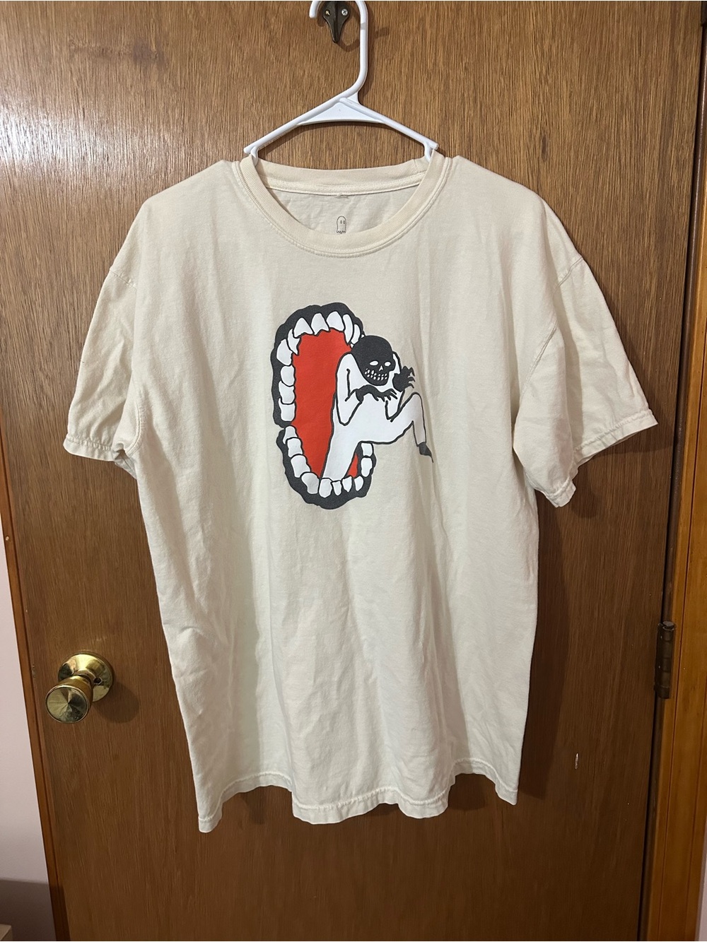 LONELY GHOST Cream Tee with Black Logo and Ghost Graphic